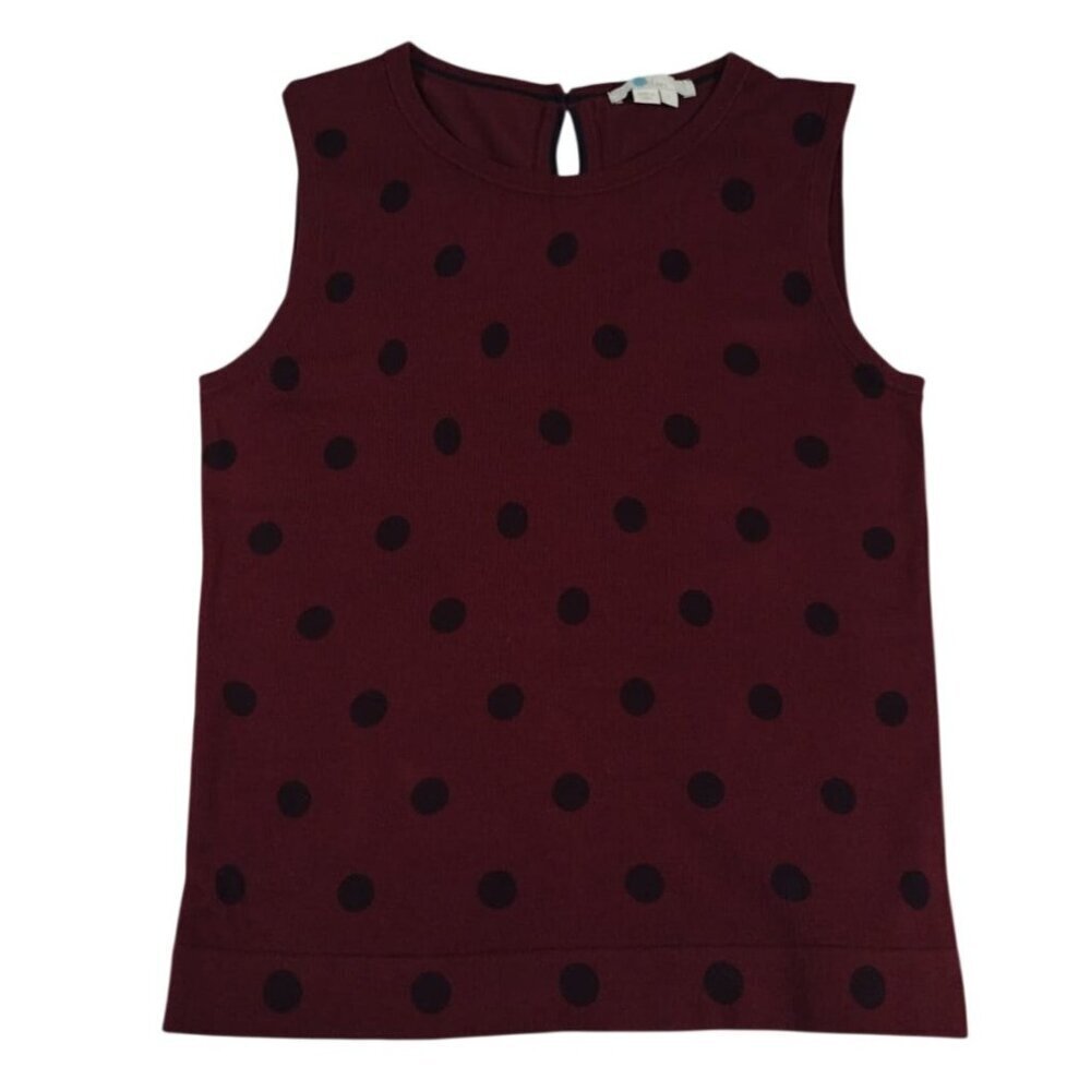 Boden Burgundy Polka Dot Sleeveless Blouse Size S Classic Chic Top.